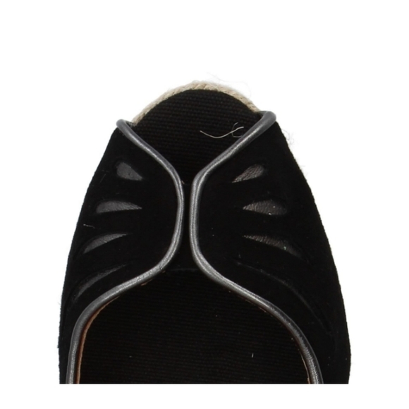 Black Leather Platform Espadrilles - Picture 4 of 4